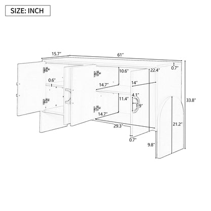 Four-Door Metal Handle Storage Cabinet, Suitable for Study, Living