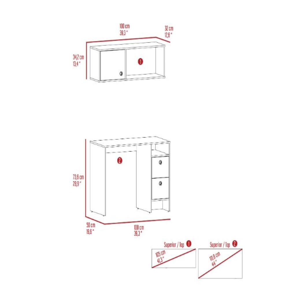 Office Set Budest, Two Drawers, Wall Cabinet, Single Door Cabinet,