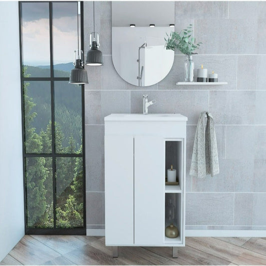 Vanity Akron, Double Door Cabinet, White Finish