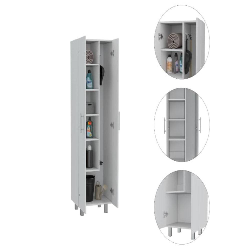 Copenhague Double Door Pantry Closet with Five Shelves in White