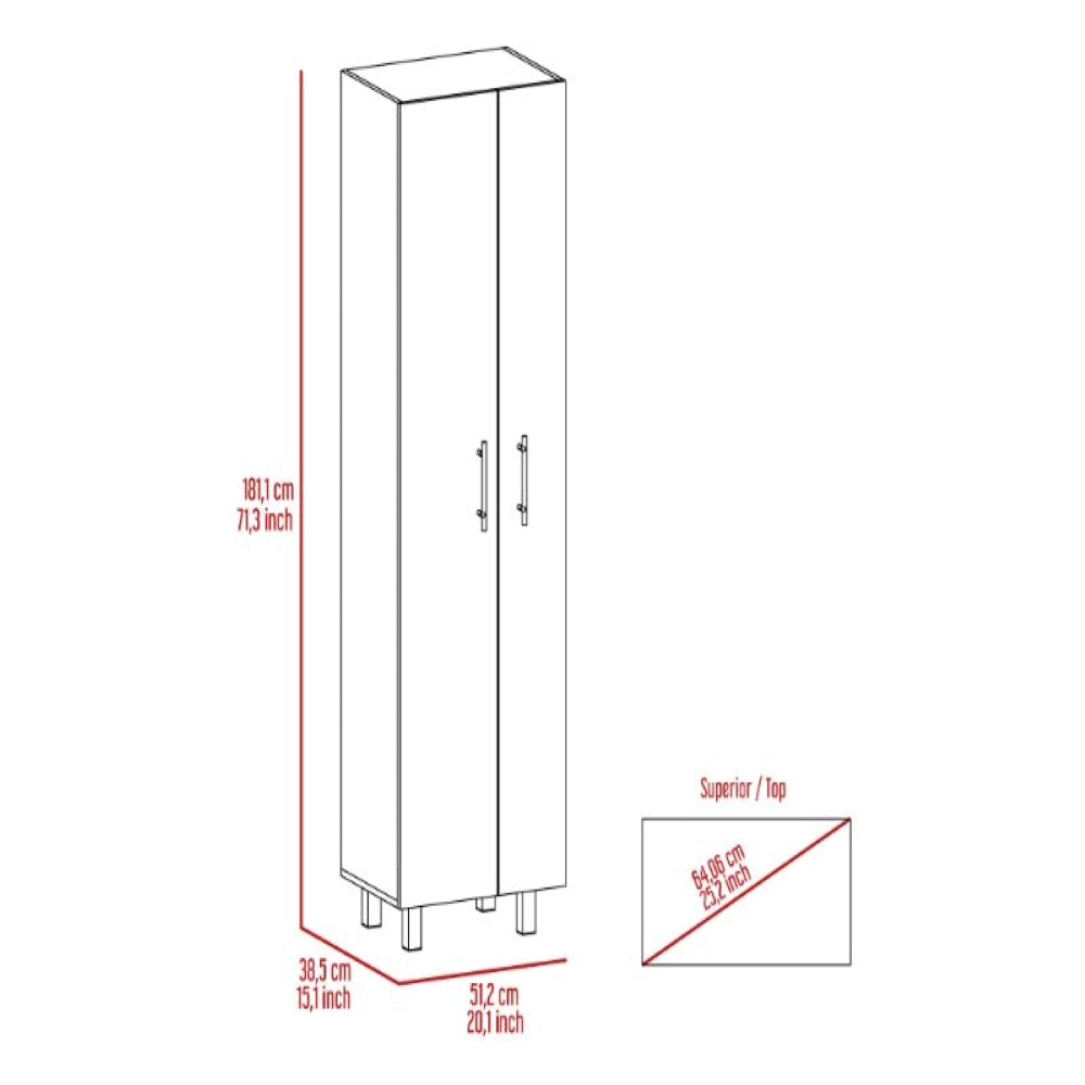 Copenhague Double Door Pantry Closet with Five Shelves in White