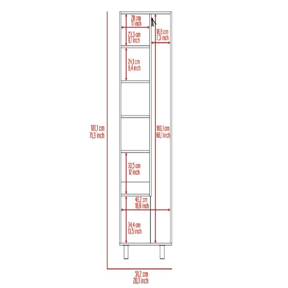 Copenhague Double Door Pantry Closet with Five Shelves in White