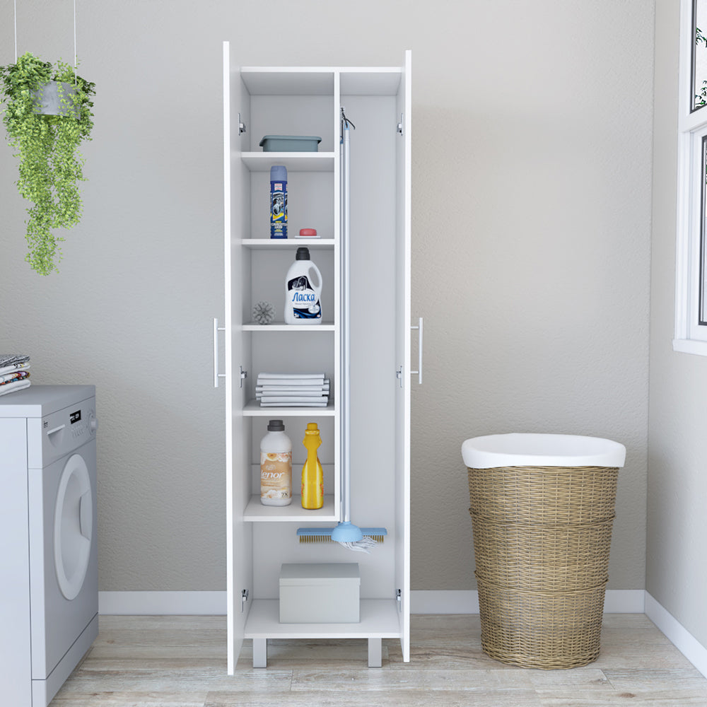 Copenhague Double Door Pantry Closet with Five Shelves in White