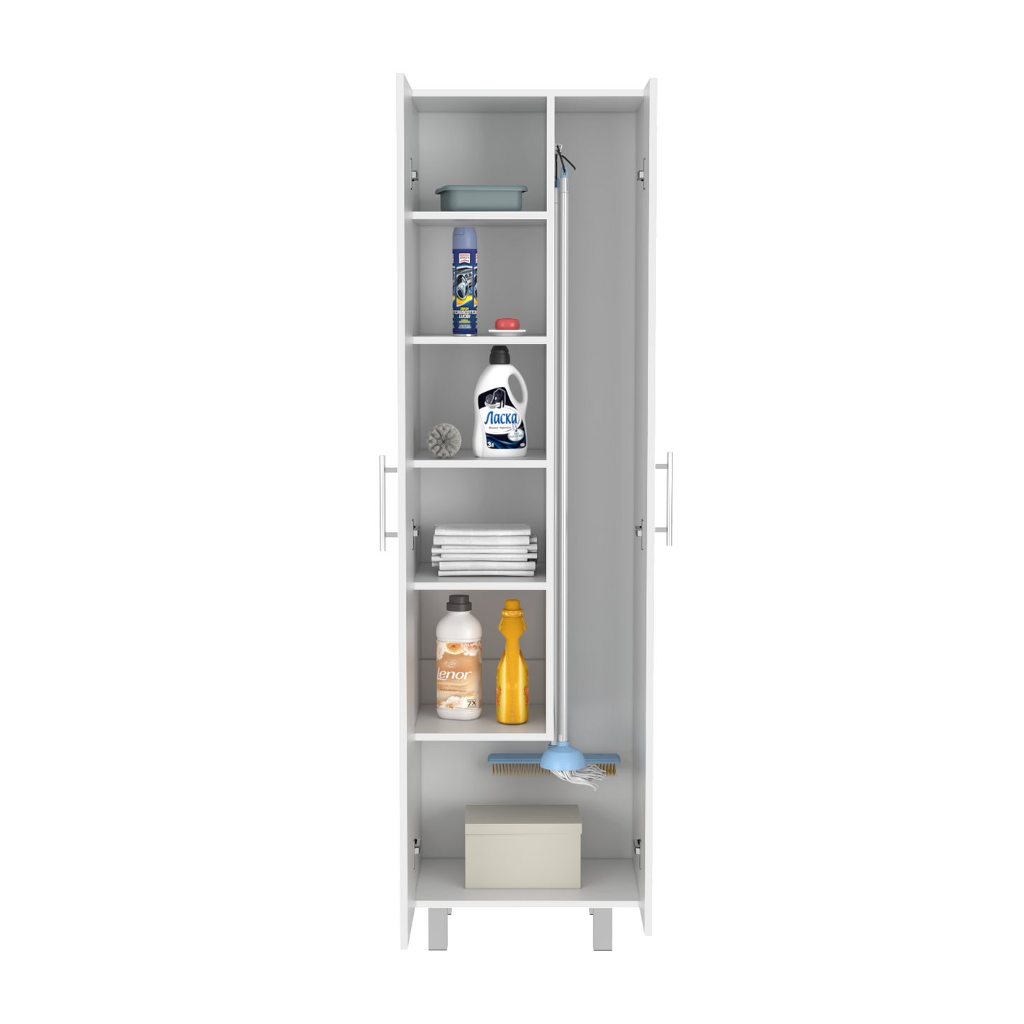 Copenhague Double Door Pantry Closet with Five Shelves in White