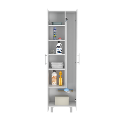 Copenhague Double Door Pantry Closet with Five Shelves in White