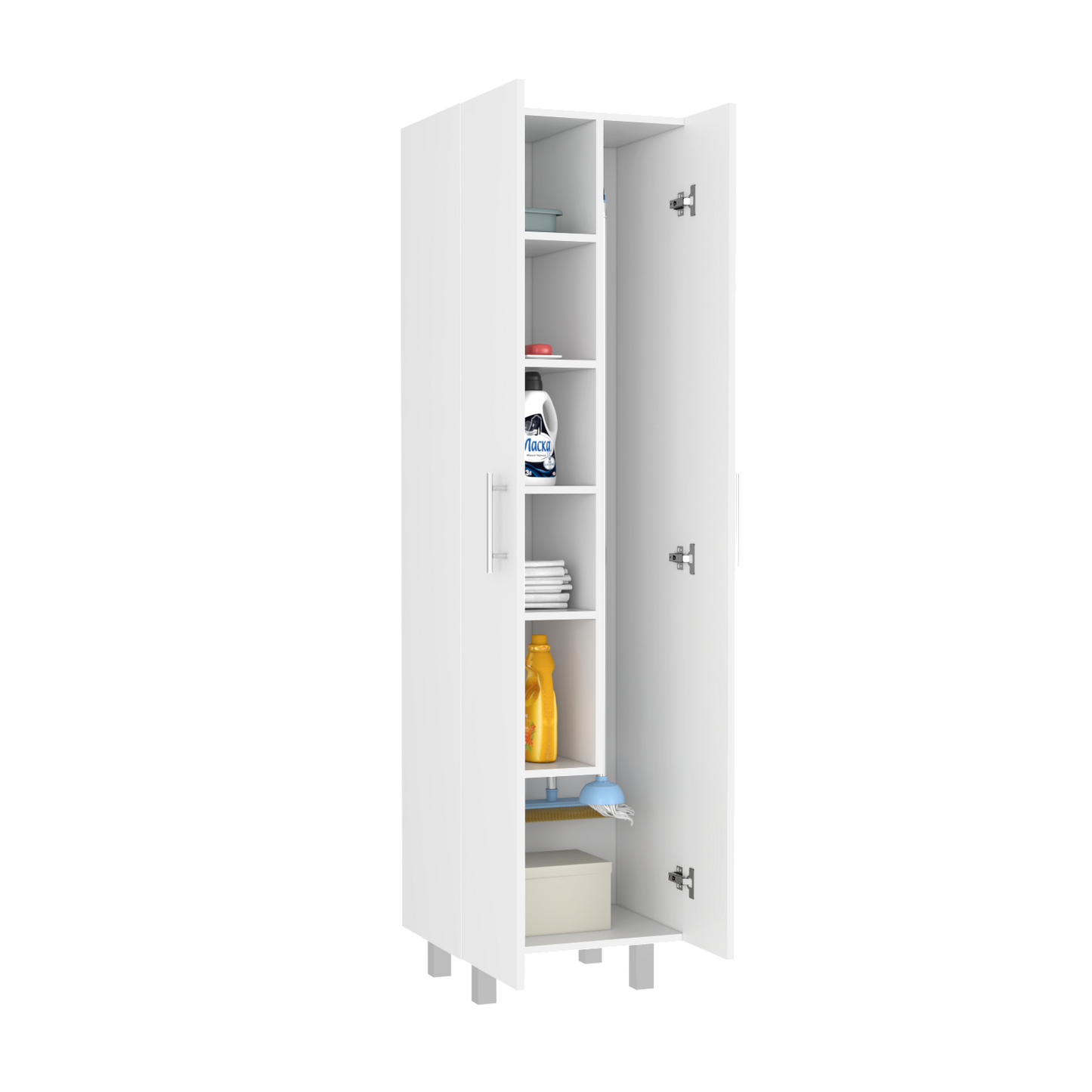 Copenhague Double Door Pantry Closet with Five Shelves in White