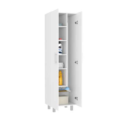 Copenhague Double Door Pantry Closet with Five Shelves in White