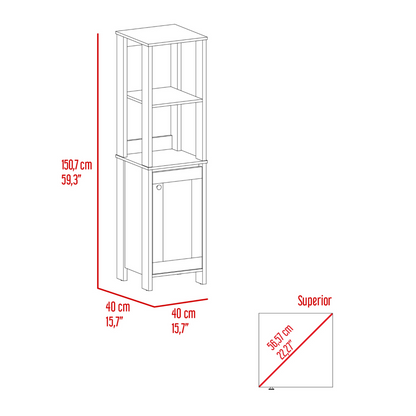 Linen Cabinet Jannes, Two Open Shelves, Single Door, Light Gray Finish