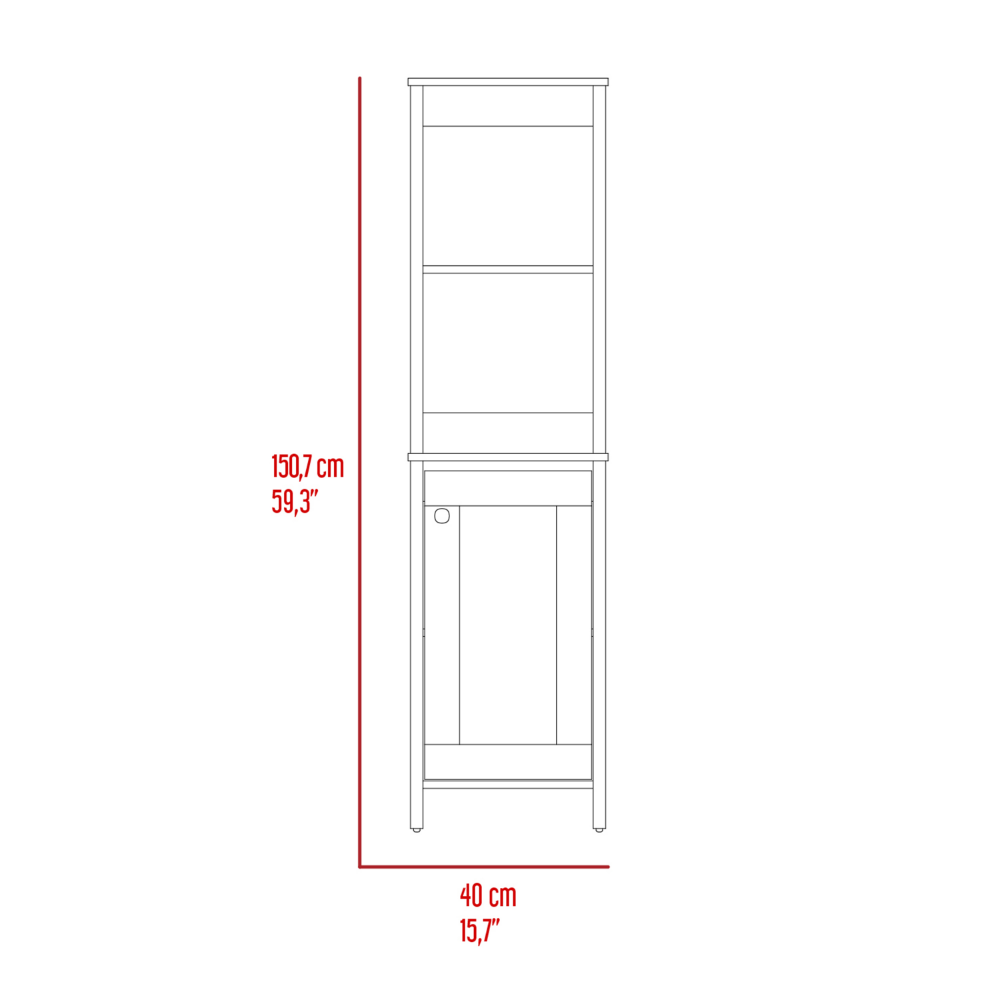 Linen Cabinet Jannes, Two Open Shelves, Single Door, Light Oak / White