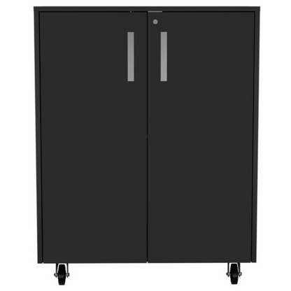 3 Drawers Storage Cabinet with Casters Lions Office, Black Wengue