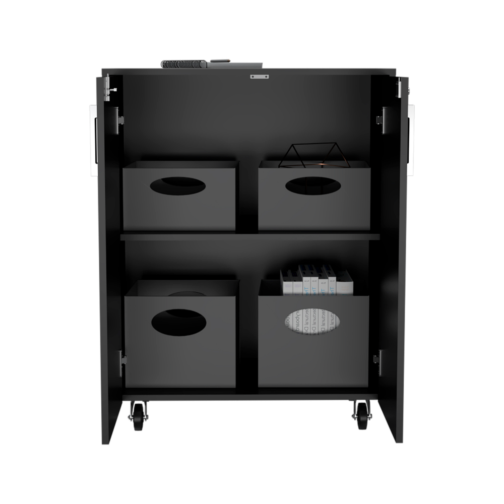 3 Drawers Storage Cabinet with Casters Lions Office, Black Wengue