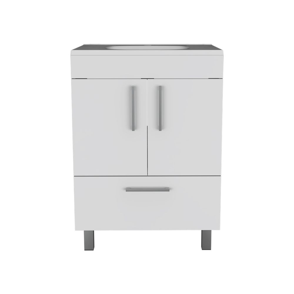 Single Bathroom Vanity Mayorca, Double Door Cabinet, One Drawer, White