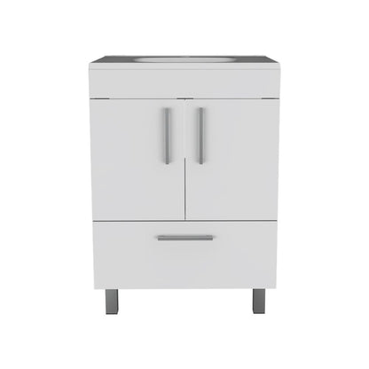 Single Bathroom Vanity Mayorca, Double Door Cabinet, One Drawer, White