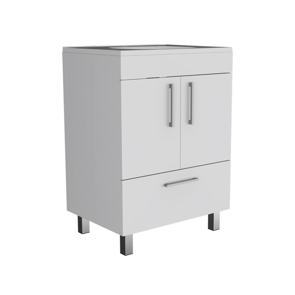 Single Bathroom Vanity Mayorca, Double Door Cabinet, One Drawer, White