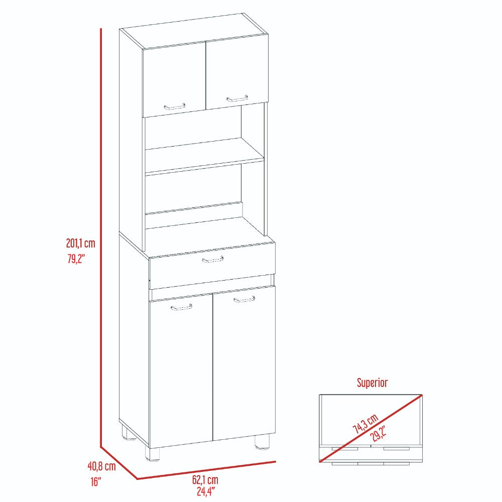 Madison Double Door Microwave Cabinet in White Finish