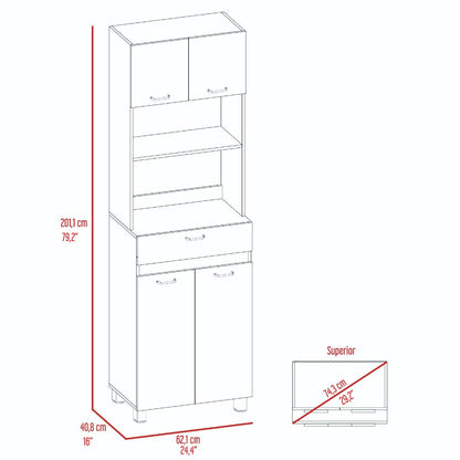 Madison Double Door Microwave Cabinet in White Finish