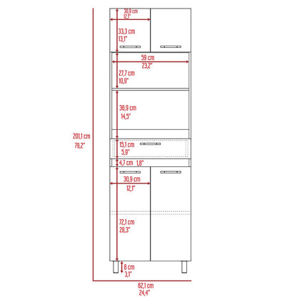 Madison Double Door Microwave Cabinet in White Finish