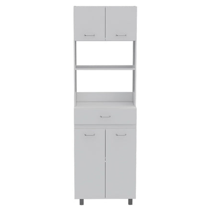 Madison Double Door Microwave Cabinet in White Finish