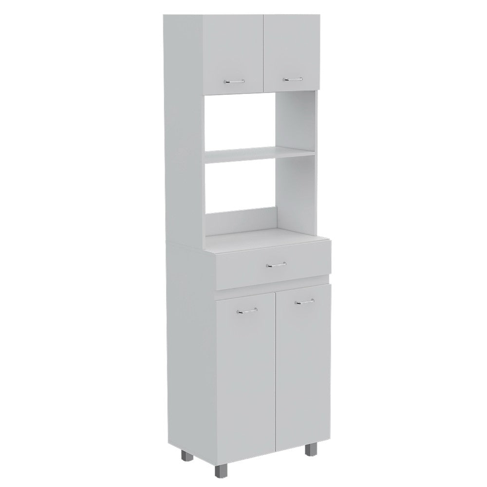 Madison Double Door Microwave Cabinet in White Finish