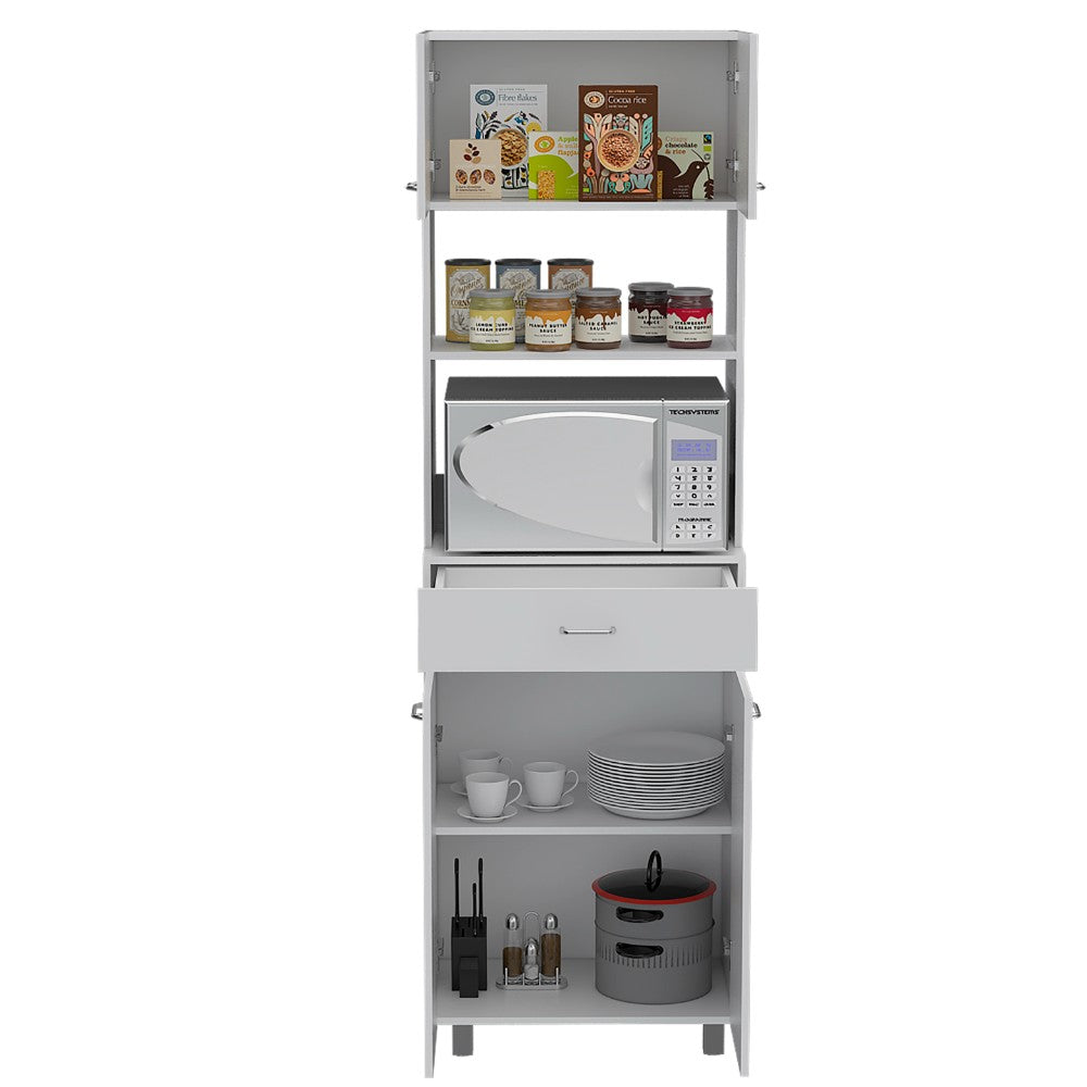 Madison Double Door Microwave Cabinet in White Finish