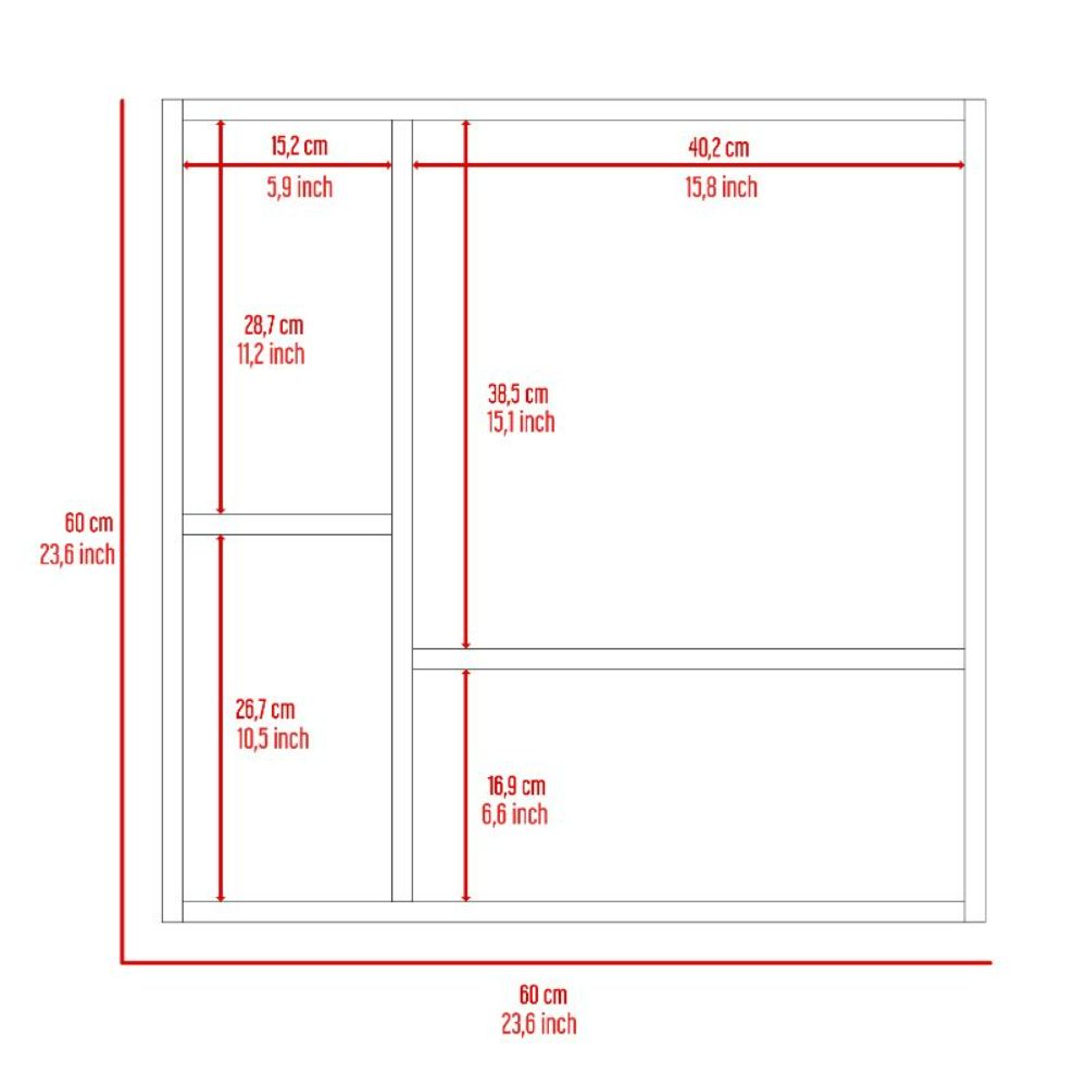 Medicine Cabinet Prague, Four Internal Shelves, Single Door, Light