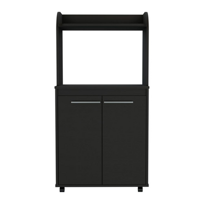 Totti Kitchen Cart with Double Door Cabinet and Open Shelf