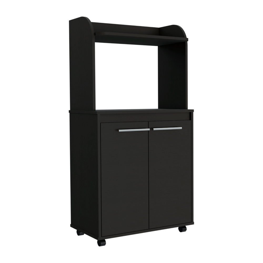 Totti Kitchen Cart with Double Door Cabinet and Open Shelf