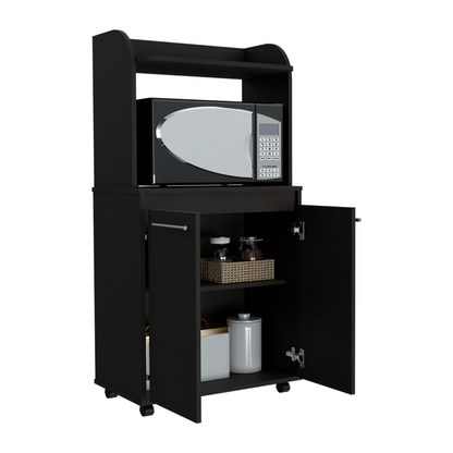 Totti Kitchen Cart with Double Door Cabinet and Open Shelf